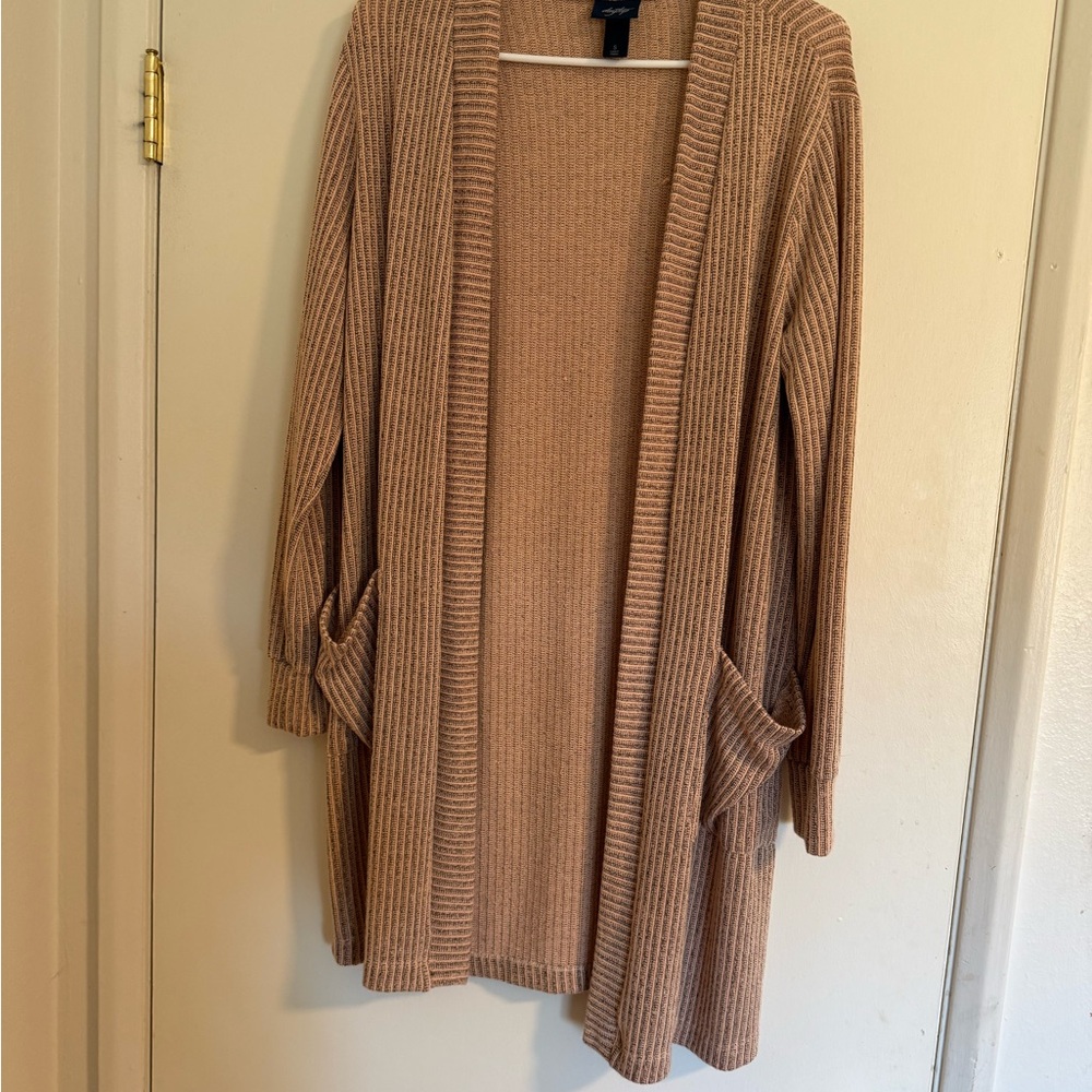 Daytrip Women's Beige Ribbed Cardigan